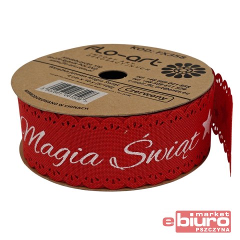 WSTĄŻKA JUTOWA MAGIA ŚWIĄT 4CM X 10Y FX358 FLO-ART