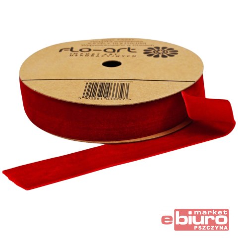 WSTĄŻKA WELWETOWA 2,5CM X 10Y FX247 CZERWO FLO-ART