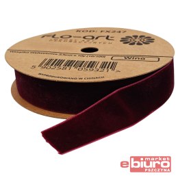 WSTĄŻKA WELWETOWA 2,5CM X 10Y FX247 WINO FLO-ART