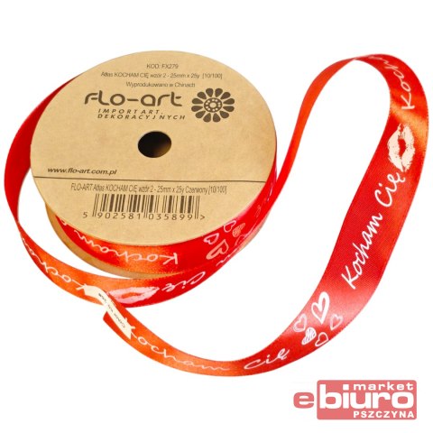 ATŁAS KOCHAM CIĘ WZÓR 2 25MMX25Y FLO-ART