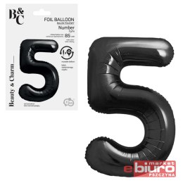 BALON FOLIOWY B&C CYFRA 5 MATOWA CZARNA 85CM GODAN