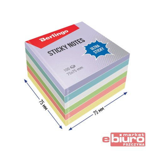 BLOCZEK SAMOPRZ ULTRA LEPKI 75X75MM PASTEL BIAŁY