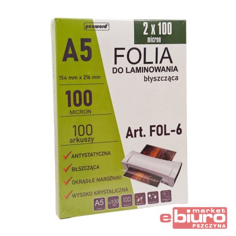 FOLIA DO LAMINOWANIA A5 100MIC 100 ARKUSZY PENWORD