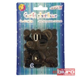 GUZIKI PLASTIKOWE GUZ-7597 CZARNE MIX ROZM. 30G