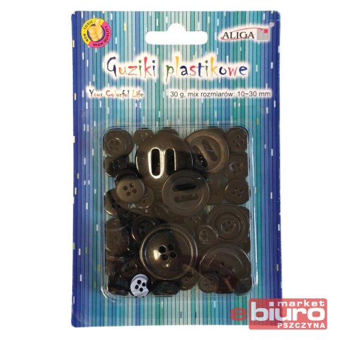 GUZIKI PLASTIKOWE GUZ-7597 CZARNE MIX ROZM. 30G