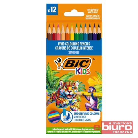 KREDKI DREWNIANE ECO SMOOTH 12 KOL. BIC