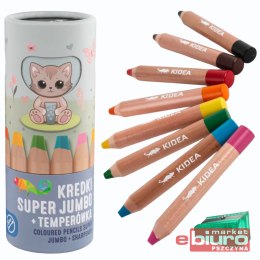 KREDKI SUPER JUMBO 8 KOLORÓW TEMPERÓWKA KIDEA