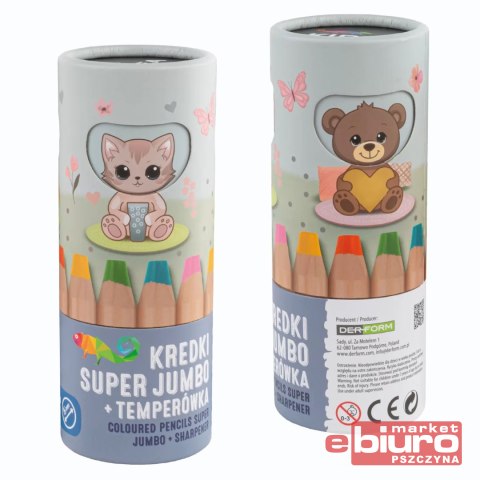 KREDKI SUPER JUMBO 8 KOLORÓW TEMPERÓWKA KIDEA