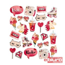 NAKLEJKI FOLIOWE RÓŻOWE GADŻETY 24SZT DPCRAFT