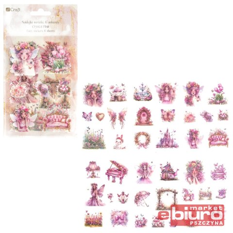 NAKLEJKI POŁYSK PET WRÓŻKI 6 ARK. PINK DPCRAFT