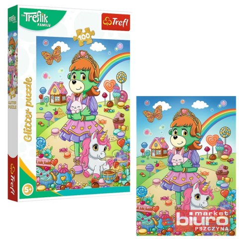 PUZZLE 100 GLITTER BROKATOWE TREFLIKI TREFL