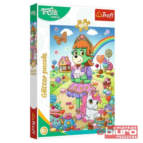 PUZZLE 100 GLITTER BROKATOWE TREFLIKI TREFL