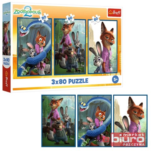PUZZLE 3X80 ZWIERZAKOWE ŚLEDZTWO ZOOTROPOLIS 2