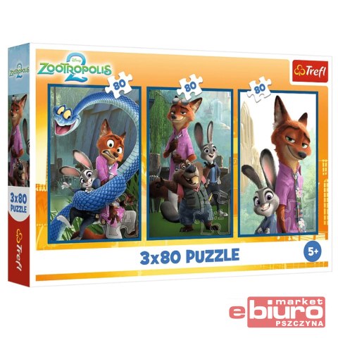 PUZZLE 3X80 ZWIERZAKOWE ŚLEDZTWO ZOOTROPOLIS 2