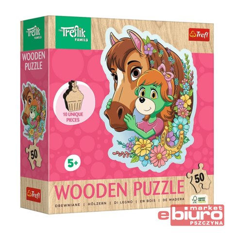 PUZZLE 50 DREWNIANE KONTUR WESOŁA RODZIN TREFLIKÓW