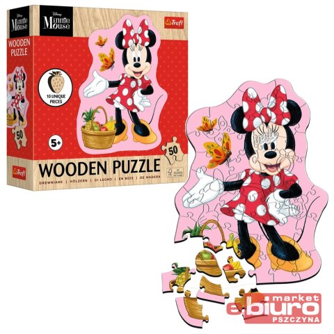PUZZLE 50 DREWNIANE KONTUROWE WESOŁA MINNIE