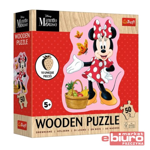 PUZZLE 50 DREWNIANE KONTUROWE WESOŁA MINNIE