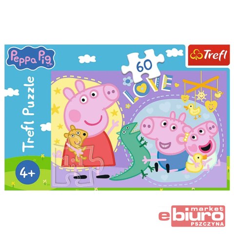 PUZZLE 60 SZCZĘŚLIWA ŚWINKA PEPPA 17414 TREFL