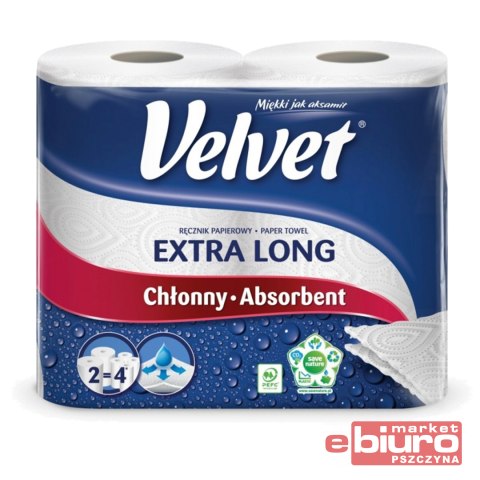 RĘCZNIK PAPIEROWY VELVET 2W CELULOZA OP.2 ROL 90L