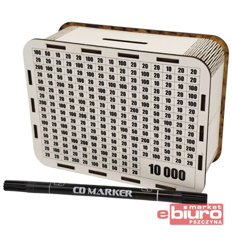 SKARBONKA DUŻA DREWNIANA WYKREŚLANKA 10000+MARKER