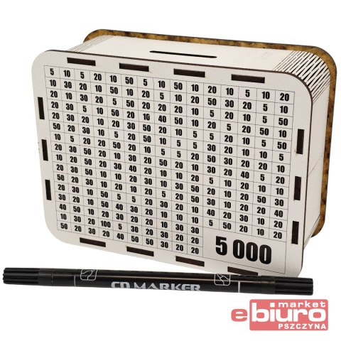 SKARBONKA DUŻA DREWNIANA WYKREŚLANKA 5000+MARKER