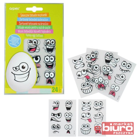 ŚMIESZNE TATUAŻE NA PISANKI 24SZT SW1923 ARPEX