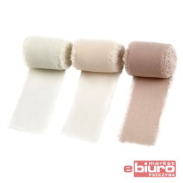 TASIEMKI SZYFONOWE CREAM BEIGE 4CM/5M 3SZT DPCRAFT