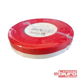WSTĄŻKA MATERIAŁOWA 12MM/20M BIAŁO-CZERWONA ALIGA