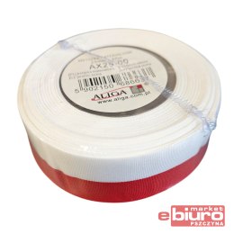 WSTĄŻKA MATERIAŁOWA 25MM/20M BIAŁO-CZERWONA ALIGA
