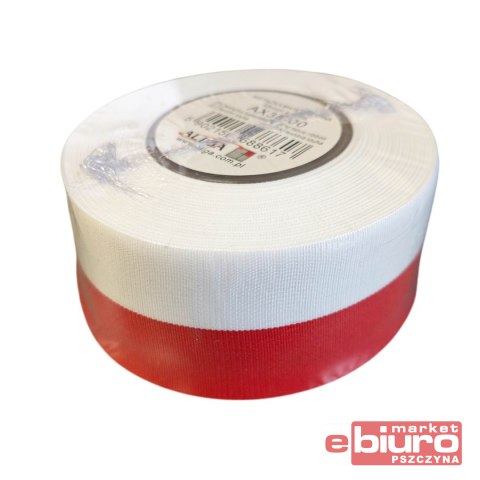 WSTĄŻKA MATERIAŁOWA 38MM/20M BIAŁO-CZERWONA ALIGA