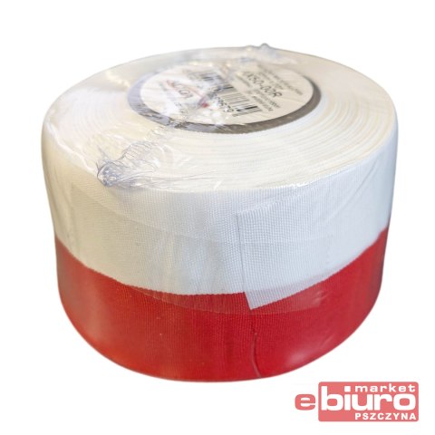 WSTĄŻKA MATERIAŁOWA 50MM/20M BIAŁO-CZERWONA ALIGA