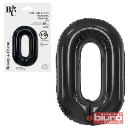 BALON FOLIOWY B&C CYFRA 0 MATOWA CZARNA 85CM GODAN