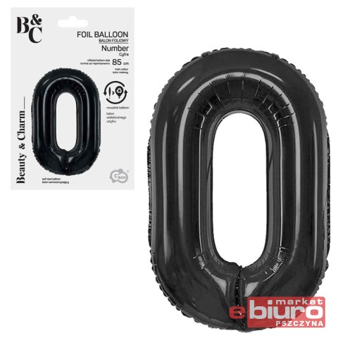 BALON FOLIOWY B&C CYFRA 0 MATOWA CZARNA 85CM GODAN