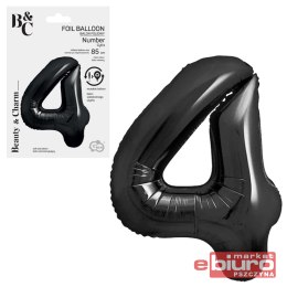 BALON FOLIOWY B&C CYFRA 4 MATOWA CZARNA 85CM GODAN