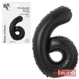 BALON FOLIOWY B&C CYFRA 6 MATOWA CZARNA 85CM GODAN