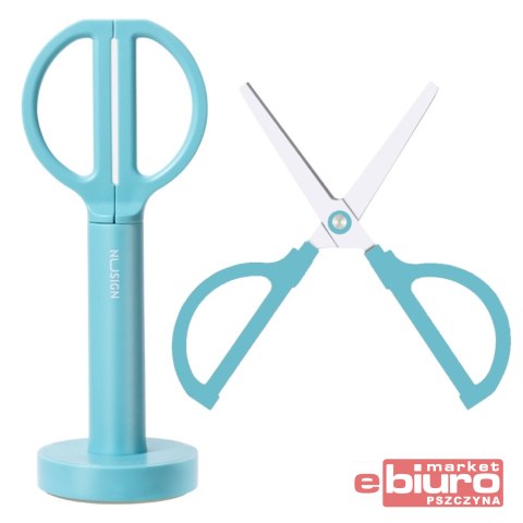 NOŻYCZKI NUSIGNE ENS051 ZE STOJAKIEM 18CM NIEBIESKIE