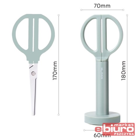 NOŻYCZKI NUSIGNE ENS051 ZE STOJAKIEM 18CM ZIELONE