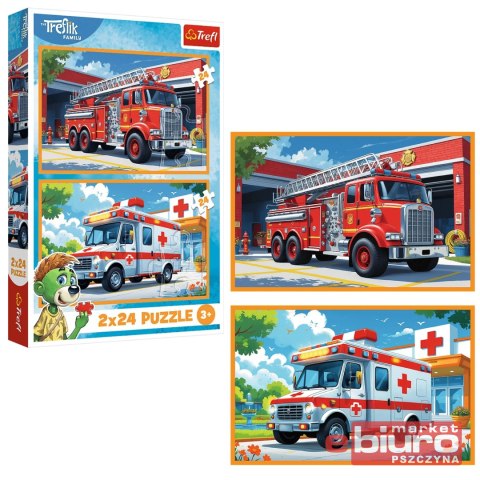 PUZZLE 2X24 WÓZ STRAŻACKI KARETKA 34447 TREFL