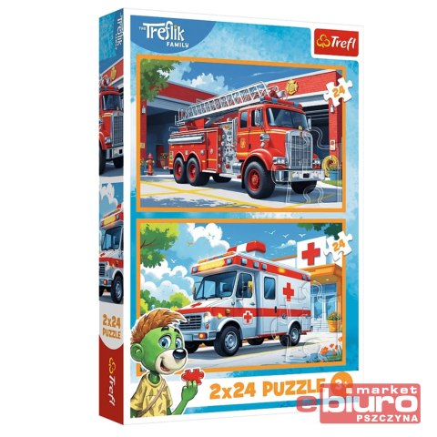 PUZZLE 2X24 WÓZ STRAŻACKI KARETKA 34447 TREFL