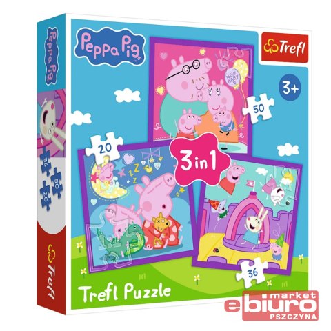 PUZZLE 3W1 ZWYCZAJE ŚWINKI PEPPY 34893 TREFL