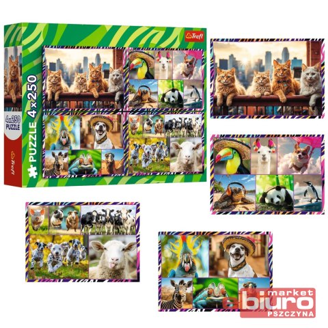 PUZZLE 4X250 ZABAWNE ZWIERZAKI 13313 TREFL