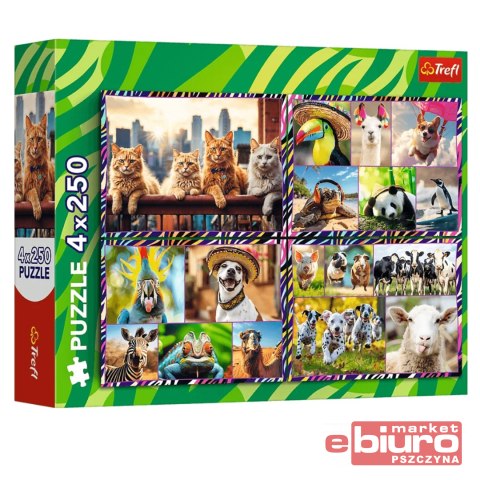 PUZZLE 4X250 ZABAWNE ZWIERZAKI 13313 TREFL