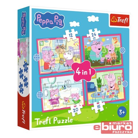 PUZZLE 4W1 PEPPA UWIELBIA PRZYGODY 34672 TREFL