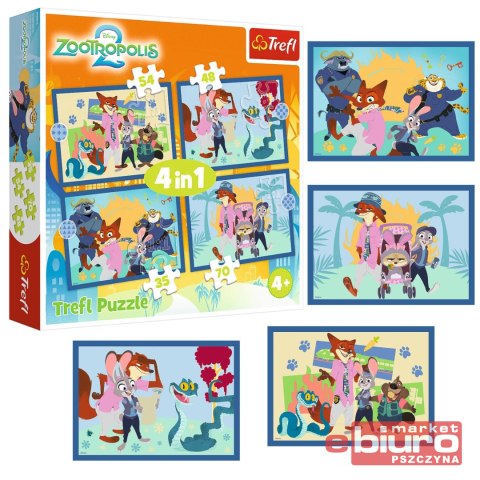 PUZZLE 4W1 ZOOTOPIA PEŁNA PRZYGÓD 34677 TREFL