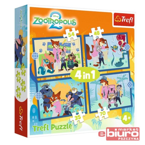 PUZZLE 4W1 ZOOTOPIA PEŁNA PRZYGÓD 34677 TREFL
