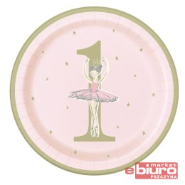 TALERZYKI PAPIEROWE BALLERINA RÓZ-ZŁO 23CM A'8 GOD