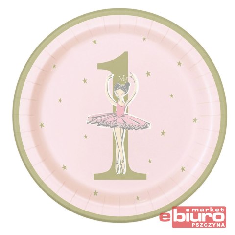 TALERZYKI PAPIEROWE BALLERINA RÓZ-ZŁO 23CM A'8 GOD