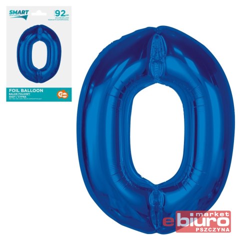 BALON FOLIOWY CYFRA 0 NIEBIESKA 92CM GODAN