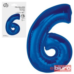 BALON FOLIOWY CYFRA 6 NIEBIESKA 92CM GODAN