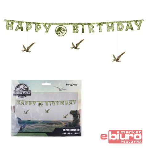 BANER HAPPY BIRTHDAY JURASSIC WORLD 45X165CM